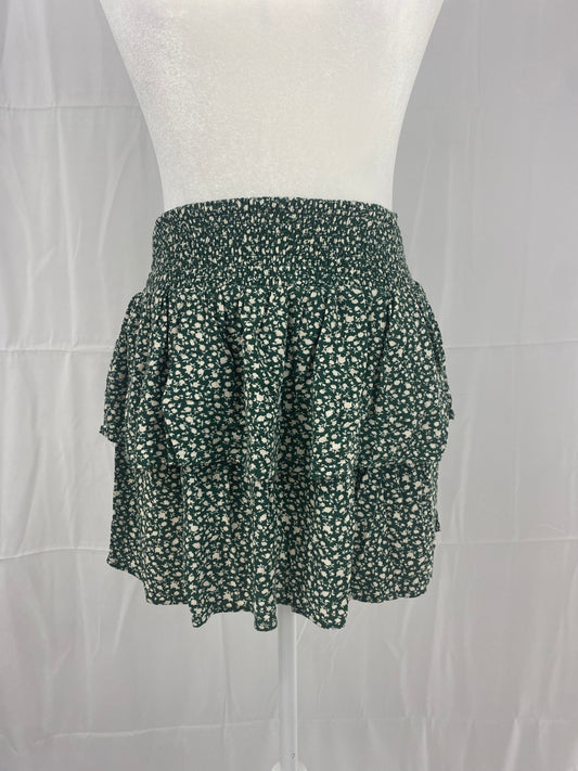 American eagle Green floral ruffle mini skirt